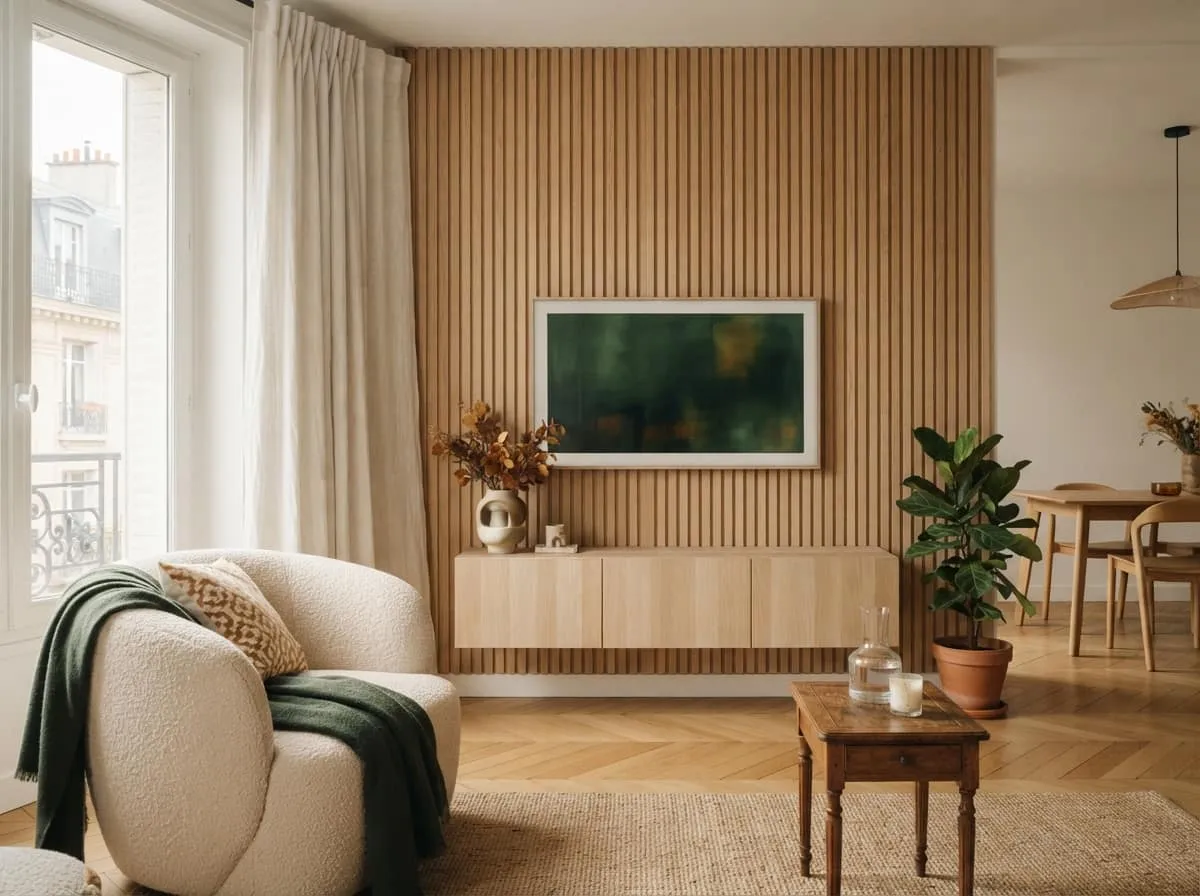 Habiller un mur derrière la télé avec des tasseaux de bois : guide pratique et astuces