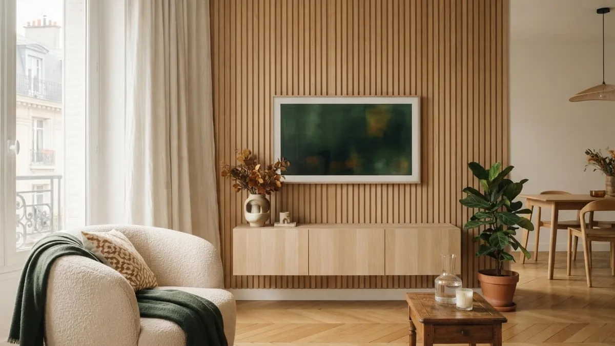 Habiller un mur derrière la télé avec des tasseaux de bois : guide pratique et astuces
