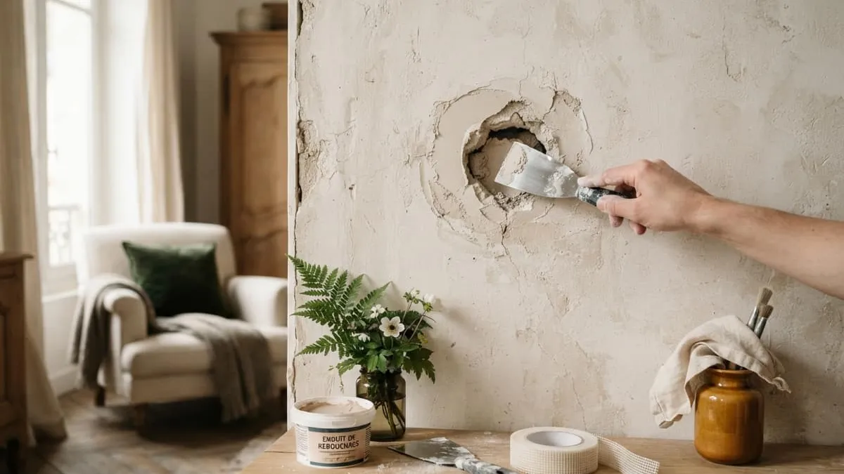 Comment reboucher efficacement un trou dans un mur en plâtre qui s'effrite