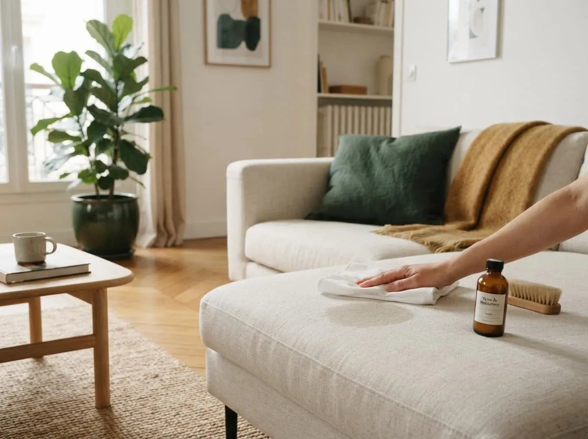 Enlever une tache de gras sur un canapé en tissu non déhoussable : méthodes efficaces