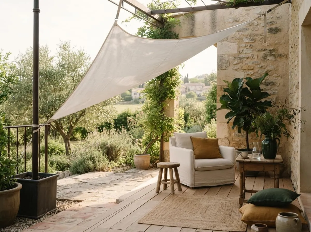 Installer une voile d'ombrage triangulaire sans percer la façade : méthode simple et efficace