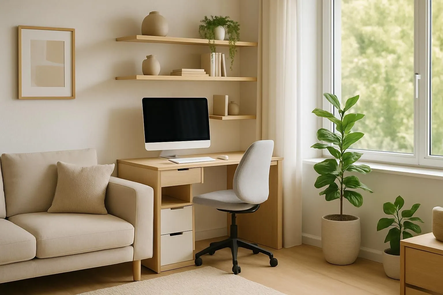 Aménager un coin bureau dans le salon pour gagner de l'espace