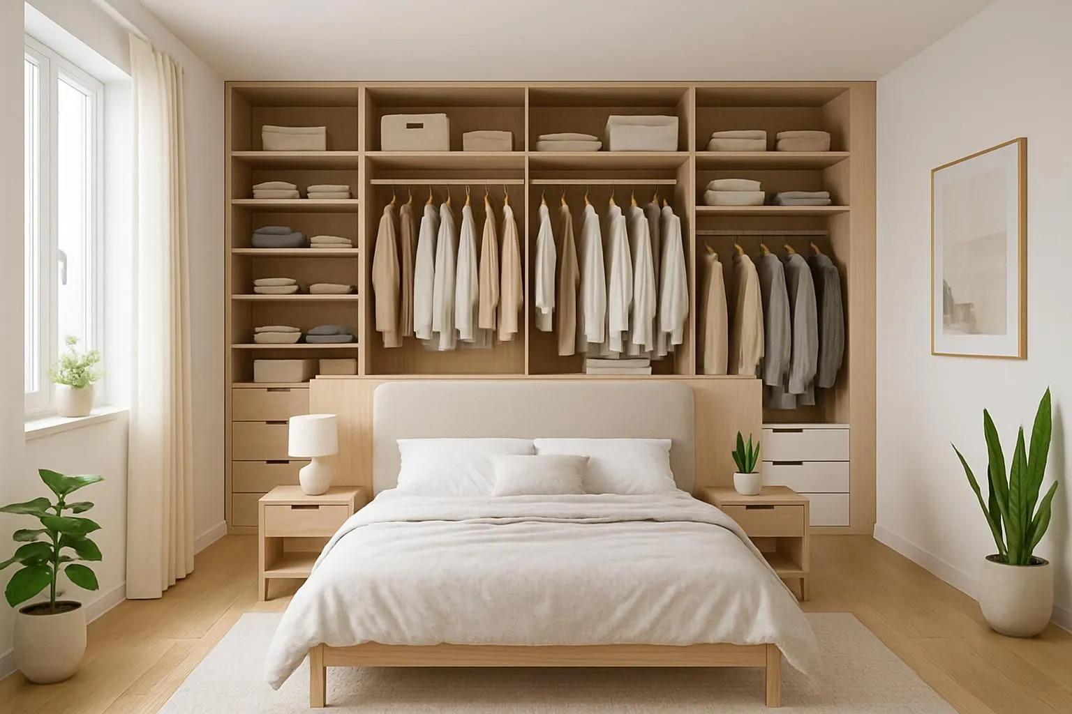 Aménager un dressing derrière le lit pour optimiser l'espace